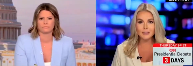 Presentadora de CNN Kasie Hunt colapsa en vivo y expulsa a Karoline Leavitt del programa